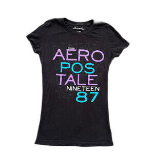 aeropostale black tee 1987 logo fitted